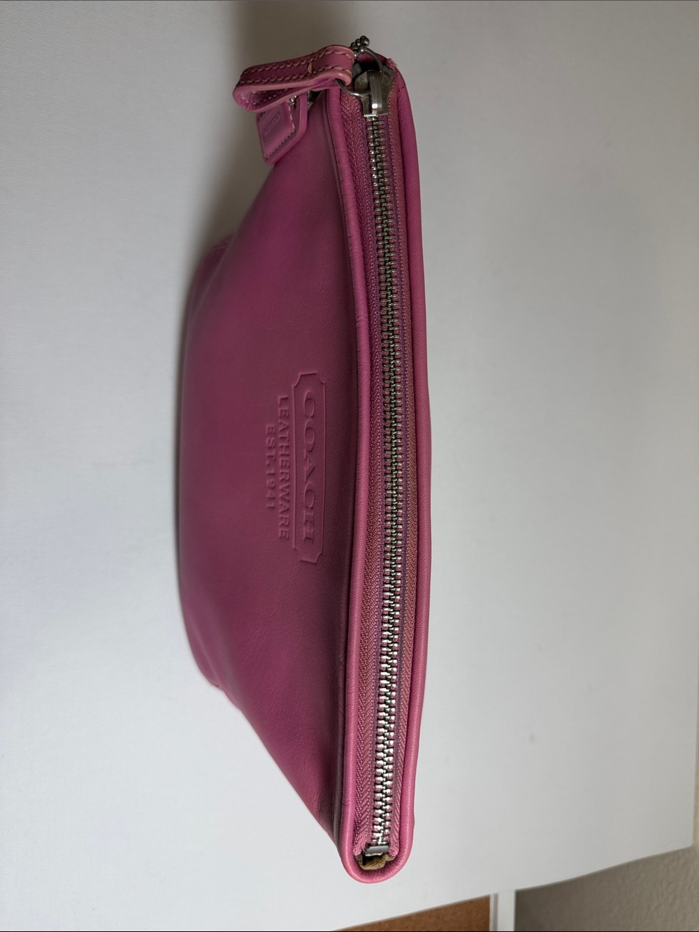 Coach Pink Leather Cosmetic Pouch - Picture 6 of 14